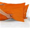 IlGruppone Coppia federe per Cuscino guanciale Letto 100% Cotone Made in Italy con Patella Interna - Arancio - 52x80 cm
