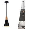 Chao Zan Lampadario a Sospensione Vintage, Lampadario Camera da Letto in Legno E27, Lampada da Soffitto Gabbia in Metallo Nero Bianco plafoniera per Cucina Ristorante Soggiorno Corridoio Sala da Pranzo