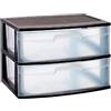 Acan Tradineur - Cassettiera organizzativa "Nilo" - Ideale per casa o ufficio - Fabbricata in plastica - 2 Cassetti trasparenti - 41,5 x 56 x 40 cm - Colore Nero