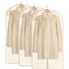 DOUZIO 3 Pezzi Custodie per Abiti Di Grande Capacità, Traspiranti, In Organza Traslucida, Copriabiti Da Armadio, Copri Abiti Lunghi, Antipolvere, Per Pellicce, Piumini E C(Size:Flat-110cm/43.3in,Color:Beige)