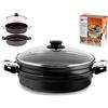 Valsecchi 465500 Vaporiera Multiuso In Alluminio Con Rivestimento Antiaderente 28 Cm Con Coperchio In Vetro