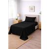 Corredocasa Completo Letto Lenzuola in Cotone, Qualità Made in Italy - PURO COTONE 100% Morbido e Traspirante in ogni Stagione - SET Lenzuolo Sotto con Angoli, Sopra e 1 Federa (Nero, Singolo)