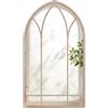 COSTWAY Specchio da Parete, Specchio a Finestra in Stile Rustico con Cornice Metallica, Specchio Decorativo Antideflagrante per Soggiorno Ingresso Camino, 83 x 48 cm
