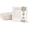 BIOZOYG Set da Tavola ecologiche bagassa usa e getta | 500 pezzi Piatto di canna da zucchero bianco sbiancato angolare 16 x 16 cm | Set da Tavola monouso