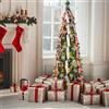 LIFERUN 150cm Albero di Natale Pop Up, Albero di Natale Artificiale con 120PCS Luci LED, 11 Modalità di Illuminazione, Albero di natale Pieghevole, Salvaspazio, con Palline di Natale, Nastri