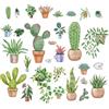 CRASPIRE Cactus Stickers Murali Piante Adesivi Murali Adesivi per Finestre Verdi Impermeabile Rimovibile Vinyl Wall Art per Aula Camera da Letto Soggiorno Decorazioni