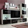 Lechnical unità Mobile Vetrina TV a Parete 5 pz Illuminazione LED Nero,Mobili,Mobili TV