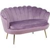 IlGruppone Divano Due 2 Posti in Velluto Forma Conchiglia Gambe in Metallo Camera Soggiorno Ufficio - Violetto