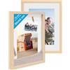 PHOTOLINI 3D cornici 30x40 cm naturale, cornice profonda con vetro e passe-partout, set di 2 cornici per oggetti fino a 1,5 cm di profondità, legno MDF - perfetta per il fai da te e come regalo