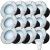 Partenopea Kit 12 Faretti Calpestabili da Incasso IP65 con Attacco GU10 per Esterni Giardini Vialetti Sentieri in Acciaio Inox con Controcassa, Compatibili Lampade 220V (Luce bianca fredda 6500K)