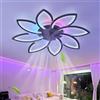 Fachae RGB Ventilatore da Soffitto con Luce e Telecomando,LED Dimmerabile | Moderno Plafoniera con Ventilatore Silenzioso DC 6 Velocità Lampadario con Ventilatore Reversibile per Camera da Letto