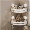 Generic Mensola portaoggetti per doccia, mensola da bagno, con ventosa, organizer angolare per shampoo, accessori da bagno (2 pezzi, bianco)