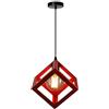 TOKTOP Lampadario moderno a forma di cubo, lampada a sospensione geometrica stile metallo E27 plafoniera dic lampada da soffitto per bambini camera da letto adolescente soggiorno, rosso