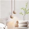 YUPIN Lampada A Sospensione Rotondo In Travertino Wabi-sabi Lampadari Da Comodino In Pietra Naturale Giapponese Lampadario In Pietra Creativo Nordica G4 Per Camera Da Letto Cucina Soggiorno(A)