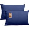 NatureMark Confezione da 2 federe per cuscini in jersey, per dormire lateralmente, cuscino per il collo, conformi all'OEKO-TEX, da 40 x 60 cm, in diversi colori e dimensioni, Blu Marino