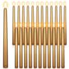 Macarrie 24 confezioni di candele coniche senza fiamma, a batteria, lunga 35,5 cm, candele coniche a LED, candele senza fiamma, candele finte tremolanti coniche, per finestre di Natale di Halloween (oro)