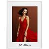 BD ART Cornice Portafoto Bianca 50 x70 cm con passepartout 40 x 50 cm, Plexiglass
