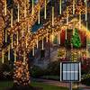 Aglow.it Luci a Pioggia di Meteoriti Led, Catena luminosa Solare 10 Tubi di 30cm con 360 Led, Luci da Pioggia Cadenti Impermeabili (Giallo)
