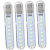 HOLIDYOYO Lampada USB Mini LED 8 Luci Bianche Set 4 Pezzi, Luce da Notte Portatile Leggera, Luce di Lettura USB per Computer Portatile e Scrivania Ufficio, Design Compatto Materiali