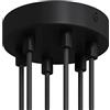 creative cables Kit rosone per lampadario da soffitto (serracavo cilindrico, metallo nero, Ø 120 mm, 6 fori) - Fissaggio a staffa per lampadari e sospensioni multiple
