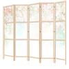 LUMASOUL Separe Divisorio Interno Monofacciale - Paravento da Interno 5 Pannelli Divisorio per Ambienti - Divisori per Interni con Motivo Fiori - 225x172 cm