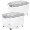 Rotho Roller 6 Set di 2 Scatole con Coperchio e Ruote, Plastica (PP) senza BPA, Trasparente/Grigio, 2 x 57 L, 60.0 x 40.0 x 37.0 cm
