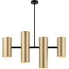 LEOLUX Metropolis - Lampadario Moderno a Sospensione 4 Luci - Design Architettonico a Cilindri - LED GU10 - Finitura Oro - Lampada da Soffitto per Tavolo da Pranzo, Cucina e Soggiorno