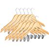 IlGruppone Grucce in Legno Naturale con Clip Regolabili 10 Pezzi Appendino Armadio Appendiabiti Pantaloni Gonne Giacche Gancio Girevole 360°