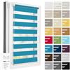 Estika Tenda a rullo giorno e notte senza forare, larghezza con incrementi di 1 cm - 55 x 220 cm - Costa azzurra - per interni, per finestre, tessuto a doppio strato, protezione solare