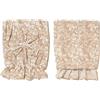 PARAMAISON Coprischienale Sedia Imbottito, Set 2 Pezzi, Design Shabby Chic Edera, Sfoderabile, con Elastico, Fiocco | Largo 45cm Altezza 40/47 cm | Beige