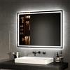 EMKE Specchio Bagno con Luce 60x80 cm con Interruttore a Pulsante, Antiappannamento, Specchio Bagno LED,Luce Bianca Fredda/Calda,Specchio da bagno