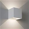 Planetitaly Applique da Parete Esterno Interno Bianco Lampada Moderna LED 12W CCT da 3000K a 6500K Luce Naturale IP65 Impermeabile Cubo Quadrata Alluminio su e Giù Regolabile Facile da Installare