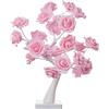 MISNODE Lampada a LED multicolore rosa a forma di albero di rosa, lampada da tavolo colorata da tavolo con fiori artificiali bonsai, luci da tavolo a LED con controllo