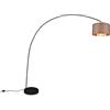 meineWunschleuchte Lampada ad arco in metallo nero con paralume in tessuto taupe, 210 cm di altezza