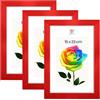 MG Design Set da 3 cornici portafoto 15 x 23 cm - Cornici in legno Rosso con vetri acrilici infrangibili, verticale e orizzontale, da appendere e da appoggiare