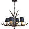 HEYUN Lampadario di Corna Lampada A Sospensione Stile Industriale Vintage Paralume in Pergamena Lampadari con Base in Resina Regolabile in Altezza Soggiorno Caffetteria Bar (Color : 4 Black)