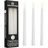 DECO EXPRESS Candele Lunghe Spirale, Set da 3 Candele Antigoccia Contorte, Lunga Durata, Non Profumato per Decorazione Casa, San Valentino, Festa della Mamma (Bianco, Set da 3)