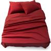 Blumtal - Parure da letto 135 x 190 in microfibra - 3 pezzi - Lenzuolo con angoli 135 x 190 + lenzuolo piano 2 persone (220 x 275) + 2 federe 50 x 80 - Rosso Aurora