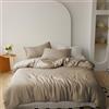 IlGruppone Parure Copripiumino Matrimoniale in Raso di Cotone Lucido Tinta Unita Sacco E Federe Lussuoso Elegante Due Piazze Set Letto - Tortora - Matrimoniale