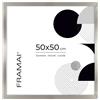 FRAMAI® Cornice portafoto 50x50 cm Argento MDF, Cornice ecologica con Plexi resistente agli urti, Gancio e supporto