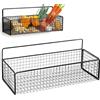 Gsycle Scaffale portaoggetti da cucina, cestini portaoggetti da parete di grande capacità montati a parete, cestini in filo metallico per la cucina della camera da letto del dormitorio (Nero)