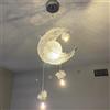 iDEGU Lampada a Sospensione LED Plafoniera Creativa Design Luna e Stelle Lampada da Soffitto Moderno con 5 Lampadine Lampadario per Camera dei Bambini (Luce Bianca Calda)