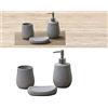 Beca Set 3 Pezzi Accessori da Bagno in Ceramica Portasapone e Portaspazzolini Grigio