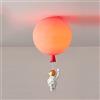 BESTWALED Macaron E27 Palloncino Lampadario Stanza Dei Bambini Sospensione Creatività Astronauta Lampada Pendente Ragazzo Ragazza Cameretta Illuminazione Per Interni Resina+Acrilico Decorare Ø20CM,Rosso