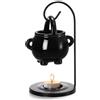SYTHAK Bruciatore Oli Essenziali,Diffusore di Oli Essenzial a Candela,Brucia Essenze in Metallo per Bruciatore Aroma,per Soggiorno,Camera da Letto.Calderone da Appendere nel Ceramica (Nero)