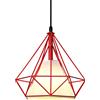 Mengjay Lampada a Sospensione Industriale,Vintage lampada da soffitto, Lampada a Sospensione in metallo gabbia ferro Forma E27 Base,Gabbia Sospensione Lampada Stile Retro Decorativa (Rosso)