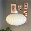 bamyum Elegante lampada a sospensione vintage in vetro bianco, 30 cm, stile retrò, lampada da pranzo, lampada a sospensione a sfera in vetro, lampada da cucina per soggiorno E27, lampada in vetro da