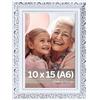 Victor cornice portafoto "Rubens" bianco argento 10x15 cm - profilo: 30 x 20 mm - stile barocco antico - vetro vero - decorazione per la casa
