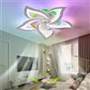 Dceinz RGB Lampadario Ventilatore Dimmerabile 6 Velocità DC Smart Ventilatore Da Soffitto Con Luce E Telecomando Silenzioso Reversibile Plafoniera Con Ventilatore Bianco 7 Pale Per Soggiorno