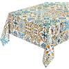 Generico Tovaglia Plastificata Rettangolare Antimacchia, Copritavolo Quadrato Moderno in PVC, Per Decorazioni Casa, Giardino, Feste di Compleanno (140_x_140_cm, Tropicale Blu)